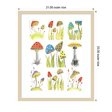 Mushroom Haven Grid by Gayle Martin Legner Wood Framed Wall Art Print