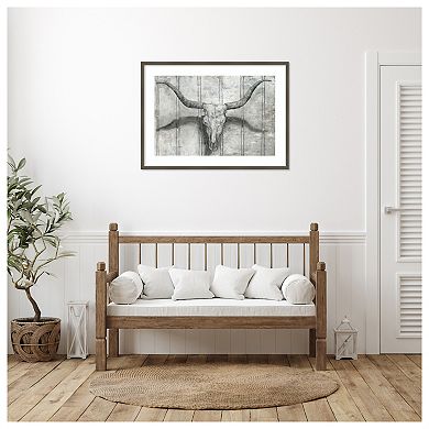 Longhorn by Marie Elaine Cusson Wood Framed Wall Art Print