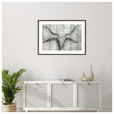 Longhorn by Marie Elaine Cusson Wood Framed Wall Art Print