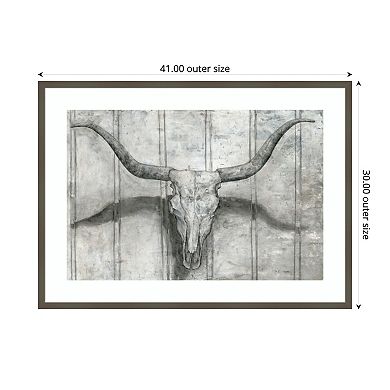 Longhorn by Marie Elaine Cusson Wood Framed Wall Art Print