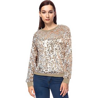 Women's Sequin Long Sleeve Sparkly Pullover Fashion Sweatshirt