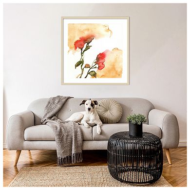 Watercolor Floral Yellow and Red II by Andrea Bijou Wood Framed Wall Art Print