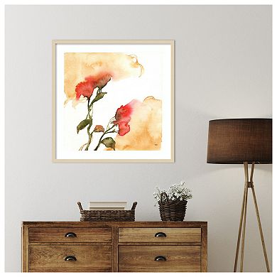 Watercolor Floral Yellow and Red II by Andrea Bijou Wood Framed Wall Art Print