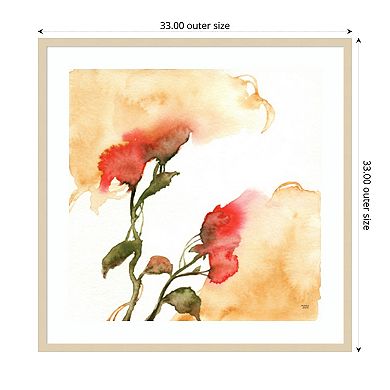 Watercolor Floral Yellow and Red II by Andrea Bijou Wood Framed Wall Art Print