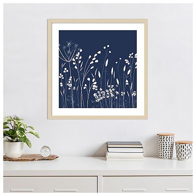 Indigo Flowers II by Northern Lights Wood Framed Wall Art Print