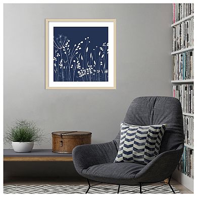 Indigo Flowers II by Northern Lights Wood Framed Wall Art Print