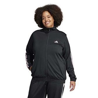 Plus Size adidas Tricot 3-Stripes Sportswear Zip-Front Track Jacket