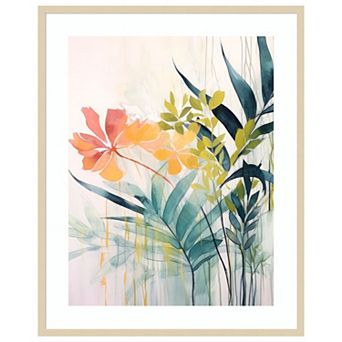 Pink and Yellow Floral Elegance II by Irena Orlov Wood Framed Wall Art Print