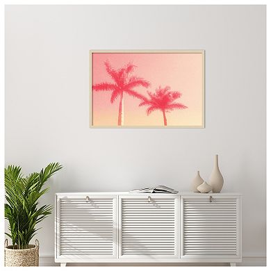 Palm Trees in Pink by Grafitee Studios Wood Framed Wall Art Print