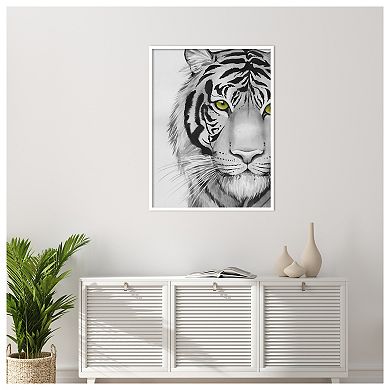Snow Tigre II by Grace Popp Wood Framed Wall Art Print