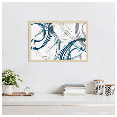 Cobalt Loops by Jacob q Wood Framed Wall Art Print