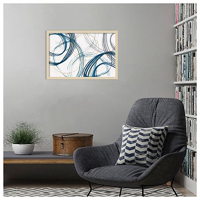 Cobalt Loops by Jacob q Wood Framed Wall Art Print