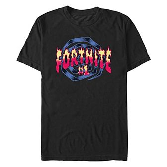 Men's Fortnite Number One Flaming Logo Graphic Tee