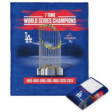 Los Angeles Dodgers MLB 2024 World Series Multi Champions Keepsake Silk Touch Throw Blanket