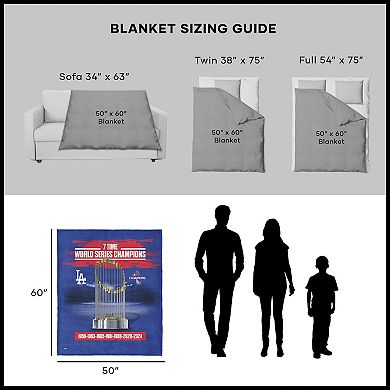 Los Angeles Dodgers MLB 2024 World Series Multi Champions Keepsake Silk Touch Throw Blanket