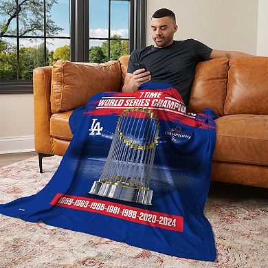 Los Angeles Dodgers MLB 2024 World Series Multi Champions Keepsake Silk Touch Throw Blanket