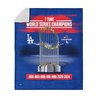 Los Angeles Dodgers MLB 2024 World Series Multi Champions Keepsake Silk Touch Sherpa Throw Blanket