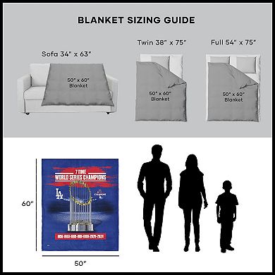 Los Angeles Dodgers MLB 2024 World Series Multi Champions Keepsake Silk Touch Sherpa Throw Blanket