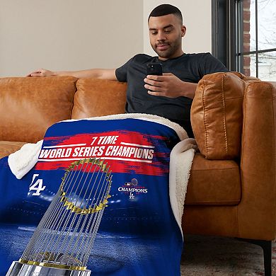 Los Angeles Dodgers MLB 2024 World Series Multi Champions Keepsake Silk Touch Sherpa Throw Blanket