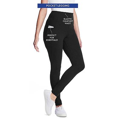 Woman Within Plus Size Tall Side Pocket Ankle-Length Pull-On Stretch Knit Cotton Spandex Leggings