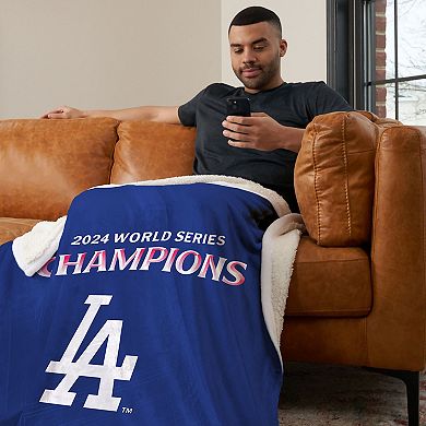 Los Angeles Dodgers MLB 2024 World Series Champions Silk Touch Sherpa Throw Blanket