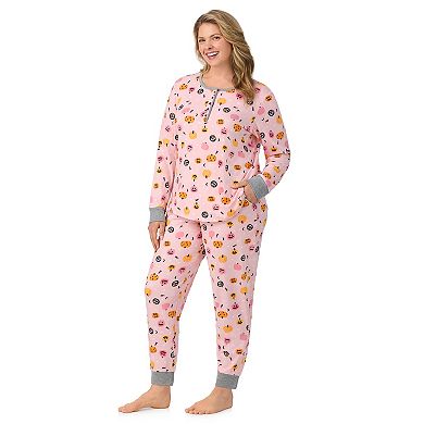 Plus Size Cuddl Duds® Cozy Long Sleeve Henley Pajama Top & Pajama Joggers Set