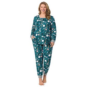 Plus Size Cuddl Duds® Halloween Cozy Long Sleeve Henley Pajama Top & Pajama Joggers Set