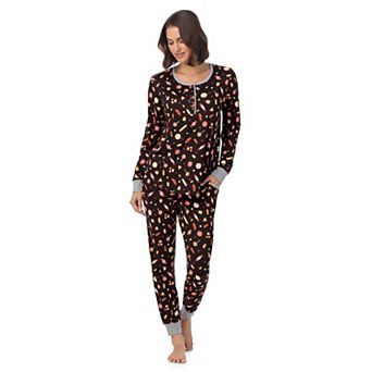 Women’s Cuddl Duds® Halloween Cozy Long Sleeve Henley Top and Pajama Bottoms Set