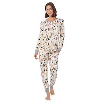 Women’s Cuddl Duds® Halloween Cozy Long Sleeve Henley Top and Pajama Bottoms Set