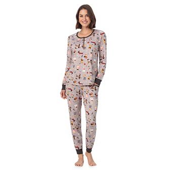 Women’s Cuddl Duds® Halloween Cozy Long Sleeve Henley Top and Pajama Bottoms Set