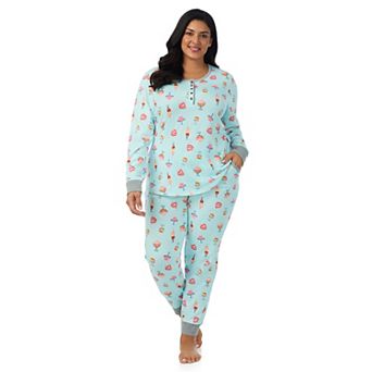Plus Size Cuddl Duds® Cozy Long Sleeve Henley Pajama Top & Jogger Pajama Pants Set