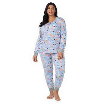 Plus Size Cuddl Duds® Cozy Long Sleeve Henley Pajama Top & Jogger Pajama Pants Set