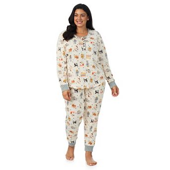 Plus Size Cuddl Duds® Cozy Long Sleeve Henley Pajama Top & Jogger Pajama Pants Set