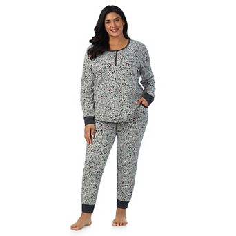 Plus Size Cuddl Duds® Cozy Long Sleeve Henley Pajama Top & Jogger Pajama Pants Set