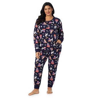 Plus Size Cuddl Duds® Cozy Long Sleeve Henley Pajama Top & Jogger Pajama Pants Set