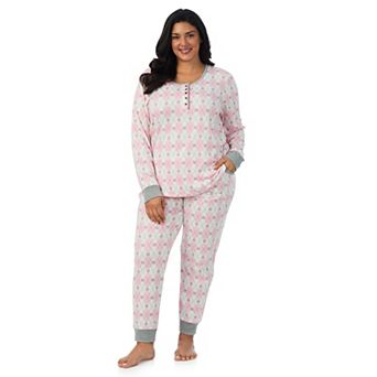 Plus Size Cuddl Duds® Cozy Long Sleeve Henley Pajama Top & Jogger Pajama Pants Set