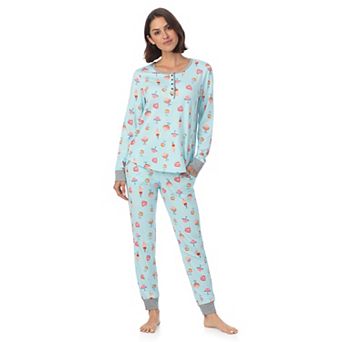 Women's Cuddl Duds® Cozy Long Sleeve Henley Pajama Top & Jogger Pajama Pants Set