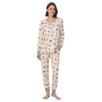 Women's Cuddl Duds® Cozy Long Sleeve Henley Pajama Top & Jogger Pajama Pants Set