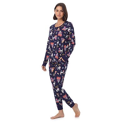 Petite Cuddl Duds® Cozy Long Sleeve Henley Pajama Top & Jogger Pajama Pants Set