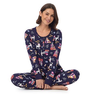 Petite Cuddl Duds® Cozy Long Sleeve Henley Pajama Top & Jogger Pajama Pants Set