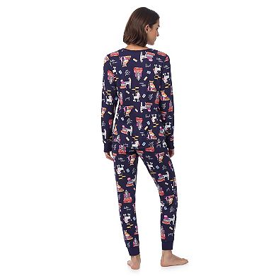 Petite Cuddl Duds® Cozy Long Sleeve Henley Pajama Top & Jogger Pajama Pants Set