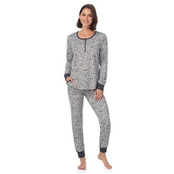 Petite Cuddl Duds® Cozy Long Sleeve Henley Pajama Top & Jogger Pajama Pants Set