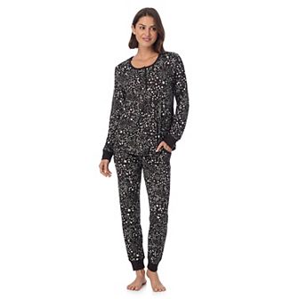 Women's Long Cuddl Duds® Cozy Long Sleeve Henley Pajama Top & Pajama Jogger Pants Set