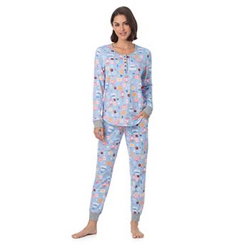 Women's Long Cuddl Duds® Cozy Long Sleeve Henley Pajama Top & Pajama Jogger Pants Set