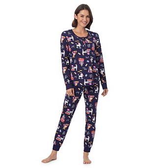 Women's Long Cuddl Duds® Cozy Long Sleeve Henley Pajama Top & Pajama Jogger Pants Set
