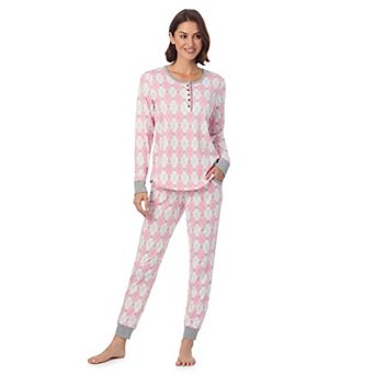 Women's Long Cuddl Duds® Cozy Long Sleeve Henley Pajama Top & Pajama Jogger Pants Set