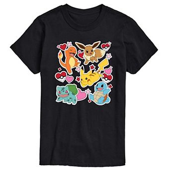 Big & Tall Pokémon Group Valentine Sticker Graphic Tee