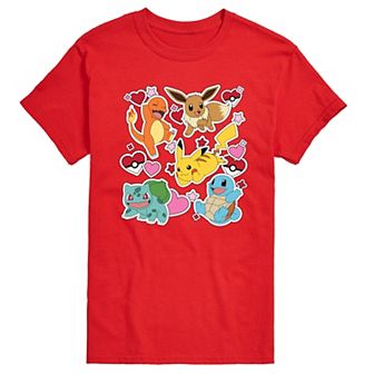 Big & Tall Pokémon Group Valentine Sticker Graphic Tee