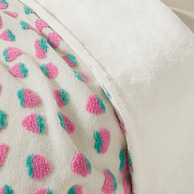 Allisandro Strawberry Jacquard Wool & Faux Fur Throw Blanket