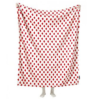 Allisandro Strawberry Jacquard Wool & Faux Fur Throw Blanket